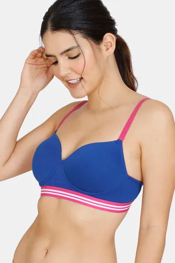 Buy Zivame Sporty Twist Padded Non Wired 3/4th Coverage T-Shirt Bra - Prism  Pink at Rs.494 online