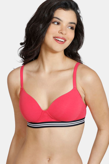 Buy Zivame Rosaline Essentials Double Layered Non Wired 3/4th Coverage Bra  - Teaberry online