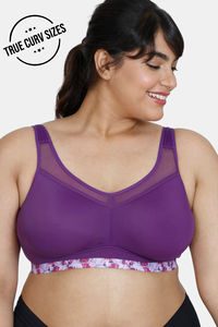 Buy Zivame Pixel Play Lightly Lined Non-Wired Full Coverage Minimiser Bra - Imperial Purple