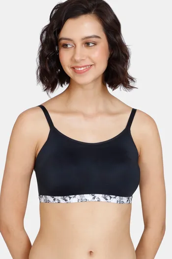Buy Zivame Pixel Play Double Layered Non Wired Full Coverage Bralette Bra - Anthracite