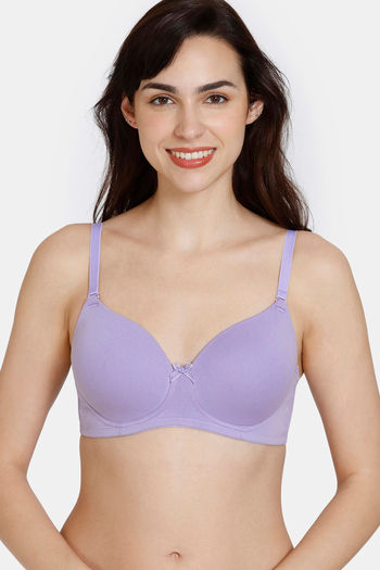 Buy Zivame Beautiful Basics Padded Non Wired 3/4th Coverage T-Shirt Bra - Violet Tulip