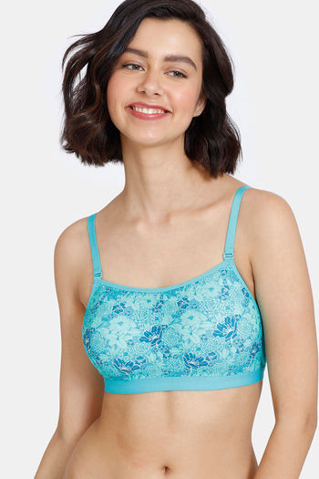 Buy Zivame Summer Blooms Padded Non-Wired Full Coverage Cami Bra - Ceramic