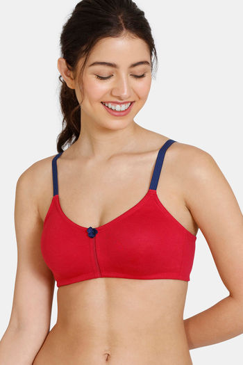 Buy Zivame Beautiful Basics Double Layered Non Wired 3/4th Coverage T-Shirt Bra - Persian Red