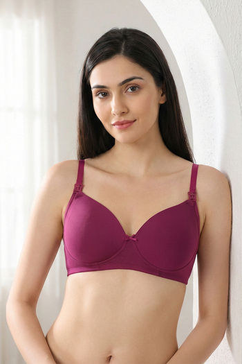 Zivame Maternity Padded Non Wired 3/4th Coverage Nursing Bra - Beet Red
