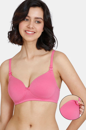 Buy Zivame Maternity Padded Non Wired 3/4th Coverage Maternity / Nursing Bra - Ibis Rose