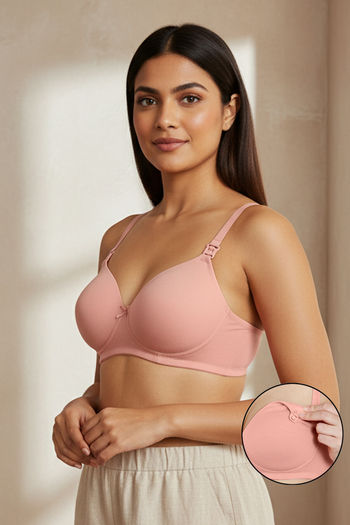 Zivame Maternity Padded Non Wired 3/4th Coverage Nursing Bra - Peach Pearl