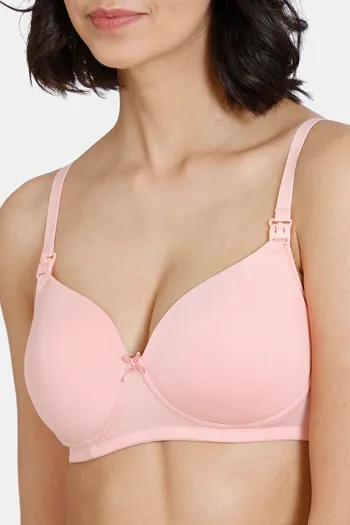 Zivame Women's Cotton Non Padded Wired 3/4Th Coverage Maternity Bra  (RO1039FASHAPINK0034D_Skin_32) Rs. 153 