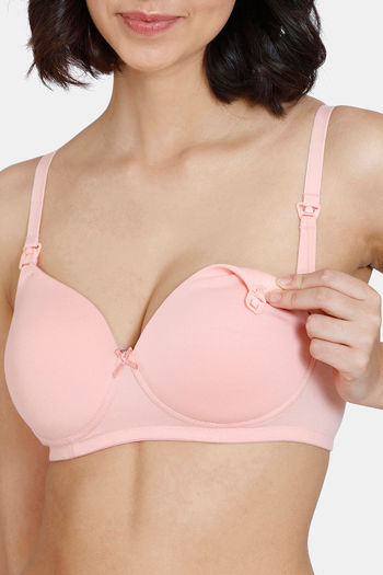 Buy Zivame Padded Non Wired 3/4th Coverage Maternity / Nursing Bra - Peach  Pearl at Rs.498 online