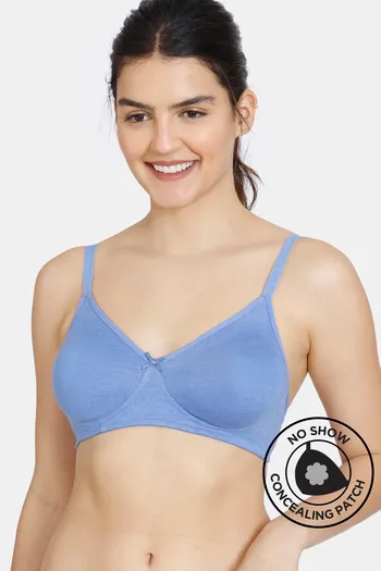 Buy Zivame Conceal Petals Double Layered Non Wired 3/4th Coverage T-Shirt Bra - Wedgewood