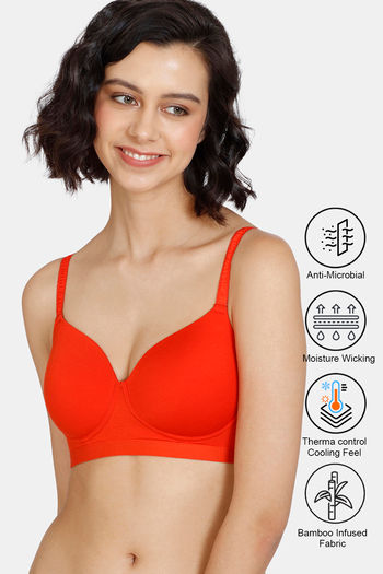 Buy Zivame Natural Collective Padded Non-Wired 3/4th Coverage T-Shirt Bra - Grenadine