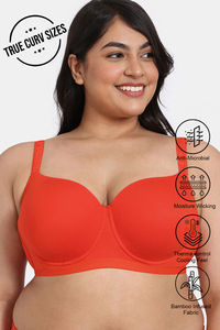 Buy Zivame True Curv Natural Collective Padded Wired 3/4th Coverage Super Support Bra - Grenadine