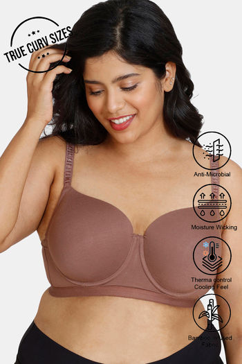 Buy Zivame True Curv Double Layered Non Wired Full Coverage Super Support  Bra - Nutmeg at Rs.699 online