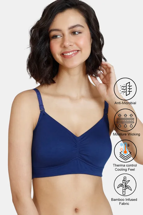 Buy Zivame Natural Collective Non-wired 3-4th Coverage Bralette Bra - Blue  Depth Blue Online
