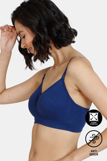 Buy Zivame Natural Collective Double Layered Non Wired 3/4th Coverage Slip-On  Bra - Blue Depth at Rs.448 online