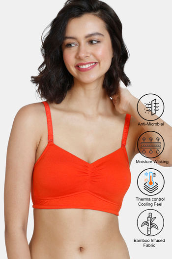 Buy Zivame Natural Collective Double Layered Non Wired 3/4th Coverage Bralette - Grenadine