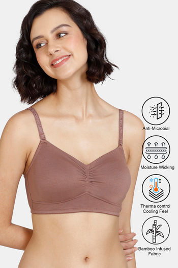 Buy Zivame Natural Collective Double Layered Non Wired 3/4th Coverage Bralette - Nutmeg