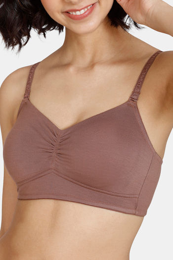 Buy Zivame Natural Collective Double Layered Non Wired 3/4th Coverage Slip-On  Bra - Nutmeg at Rs.348 online