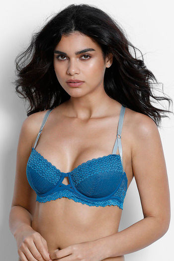 Moroccan Lace Double Layered Wirefree Bra Blue 3660275.htm - Buy