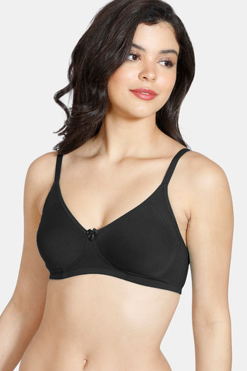 Buy Zivame Basics Double Layered Non Wired 3/4th Coverage Bra - Anthracite