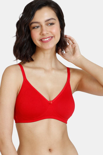 Buy Zivame Basics Double Layered Non Wired 3/4th Coverage Bra - Barbados Cherry
