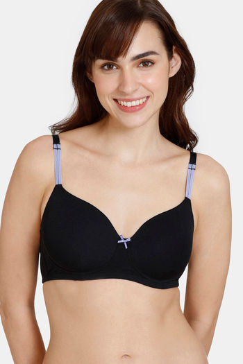 Buy Zivame Beautiful Basics Padded Non Wired 3/4th Coverage T-Shirt Bra -  Anthracite at Rs.405 online