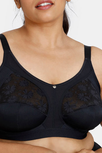 Zivame True Curv Beautiful Basics Double Layered Non Wired Full Coverage  Super Support Bra - Anthracite