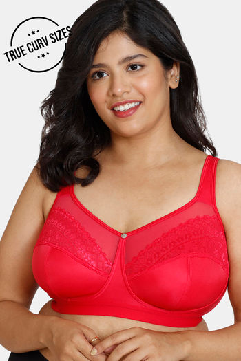 Buy Zivame True Curv Beautiful Basics Single Layered Non Wired Full Coverage Super Support Bra - Rose Red