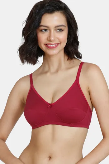 Buy Zivame Beautiful Basics Double Layered Non Wired 3/4th Coverage T-Shirt Bra - Beet Red