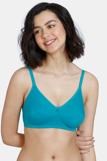 Buy Zivame Everyday Double Layered Non Wired Medium Coverage Bra - Deep Peacock Blue