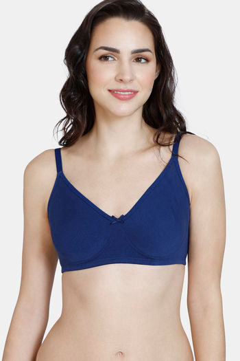 Buy Zivame Beautiful Basics Double Layered Non Wired 3/4th Coverage T-shirt Bra - Blue Depth