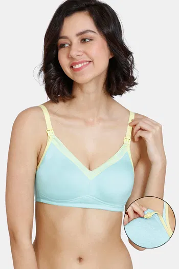 Buy Zivame Women's Cotton Elastane Padded Non-Wired Casual 3/4Th Coverage Maternity  Bra (ZI117ZFASHCORNG0032C_Pink_32C) at
