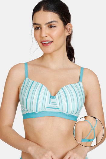 Buy Zivame Woodstock Mood Padded Non Wired 3/4th Coverage T-Shirt Bra - Baltic