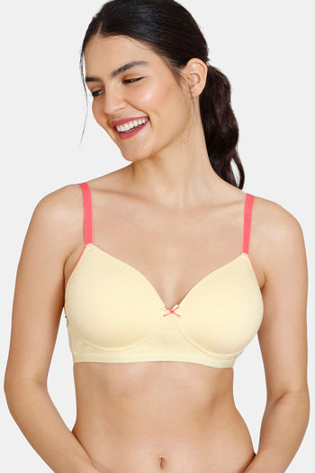 Buy Zivame Desi Kitsch Padded Non Wired 3/4th Coverage T-Shirt Bra - Mellow Yellow