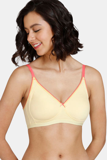 Buy Zivame Desi Kitsch Double Layered Non Wired 3/4th Coverage T-Shirt Bra - Mellow Yellow