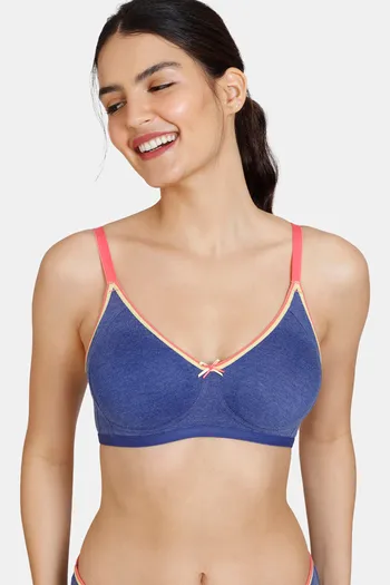 Buy Zivame Desi Kitsch Double Layered Non Wired 3/4th Coverage T-Shirt Bra - Sodalite Blue