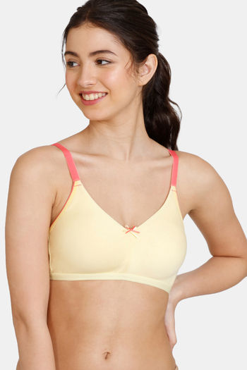 Buy Zivame Desi Kitsch Double Layered Non Wired 3/4th Coverage T-Shirt Bra  - Mellow Yellow at Rs.358 online