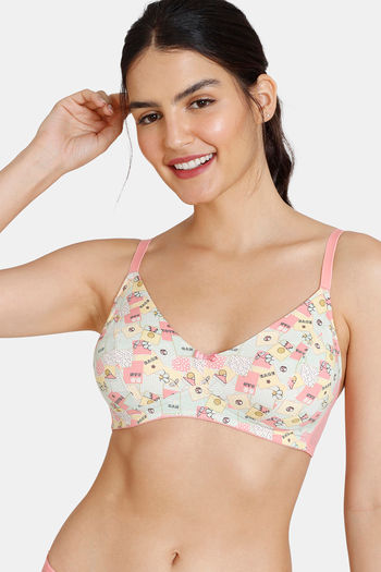 Buy Zivame Retro Vibes Double Layered Non Wired 3/4th Coverage T-Shirt Bra - Flamingo Pink