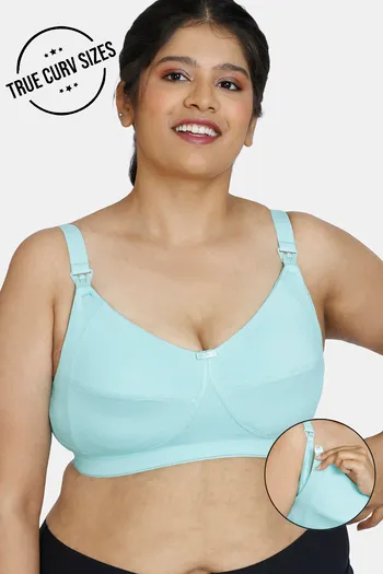 Buy Zivame True Curv Maternity Double Layered Non Wired Full Coverage  Maternity / Nursing Bra - Aruba Blue at Rs.350 online