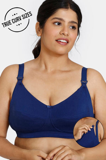 Buy Zivame True Curv Maternity Double Layered Non Wired Full Coverage  Maternity / Nursing Bra - Blue Depth at Rs.450 online