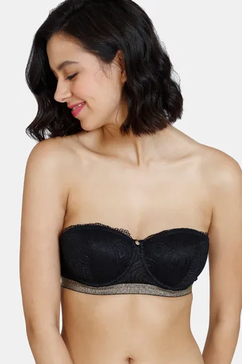 Buy Zivame Disco Padded High Wired 3/4th Coverage Strapless Bra - Anthracite