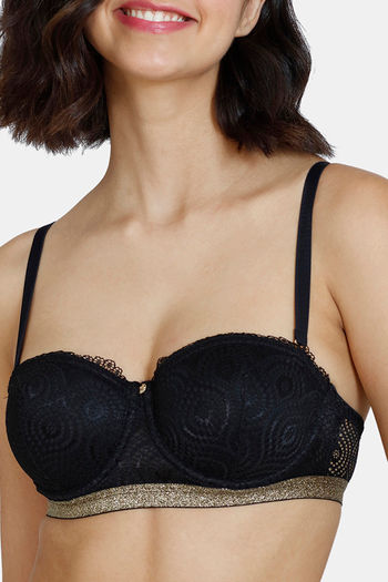 Buy Zivame Love Stories Padded Wired 3/4Th Coverage Strapless Bra With Mid  Rise Panty - Chilli Pepper at Rs.806 online