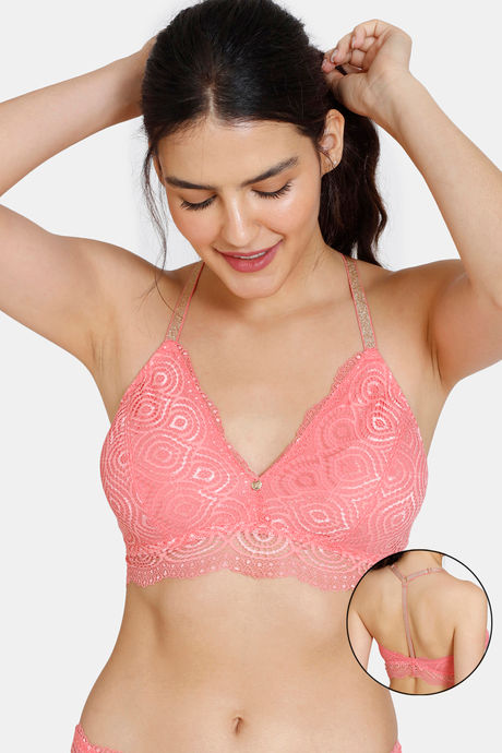 Buy Zivame Conceal Petals Double Layered Non Wired 3/4th Coverage T-Shirt  Bra - Salmon Rose at Rs.337 online