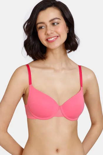 Buy Pink Heavily Padded Underwire Half Coverage Bra Size-36B Online at Low  Prices in India 