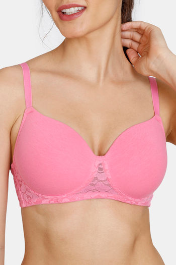 Buy Zivame Women's Cotton Wired Casual Padded Bra  (ZI1136CORE0PINK0034B_Prism Pink at