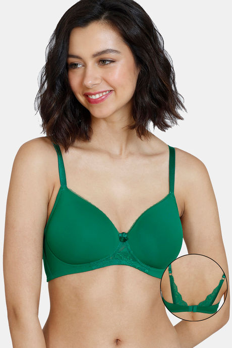Zivame Fashion Print Padded Wired 3/4th Coverage T-Shirt Bra-Paradise Green