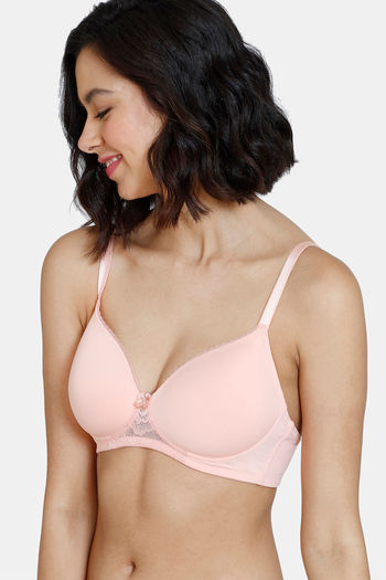 Zivame Beautiful Basics Padded Wired Medium Coverage T-Shirt Bra - Cabernet