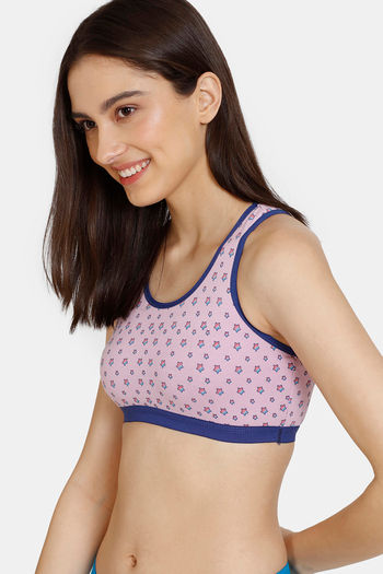 Buy Zivame Girls Double Layered Non Wired Full Coverage Racerback Beginner Sports  Bra (Pack of 2) - Pink Roebuck at Rs.522 online