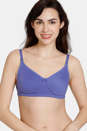 Buy Zivame Beautiful Basics Double Layered Non Wired Full Coverage Slip-On  Bra - Anthracite at Rs.450 online