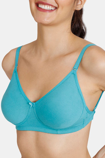 Buy Zivame Beautiful Basics Double Layered Non-Wired 34th Coverage Backless  Bra - Turkish Tile-Blue online