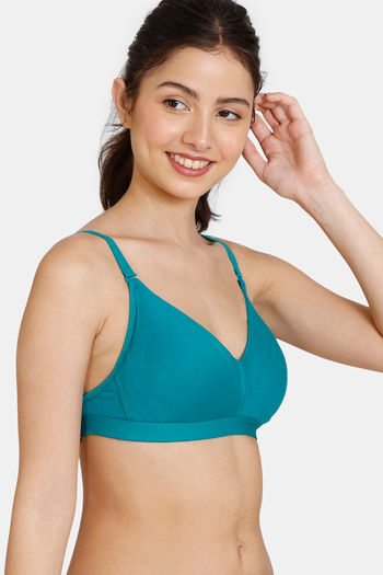 Zivame Beautiful Basics Double Layered Non Wired Full Coverage Backless Bra  - Deep Cobalt
